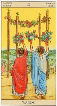 Four of Wands in the deck New Vision Tarot