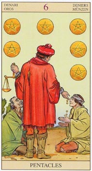 Six of Pentacles in the deck New Vision Tarot