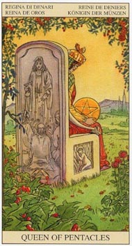 Queen of Pentacles in the deck New Vision Tarot