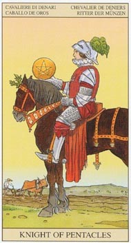 Knight of Pentacles in the deck New Vision Tarot