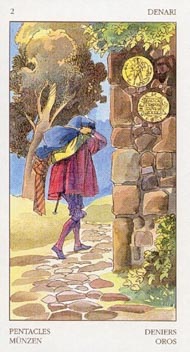 Two of Pentacles in the deck Renaissance Tarot