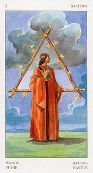 Three of Wands in the deck Renaissance Tarot