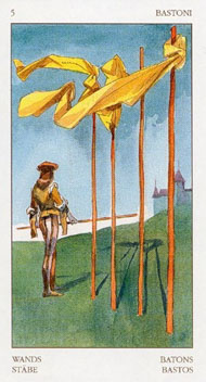 Five of Wands in the deck Renaissance Tarot