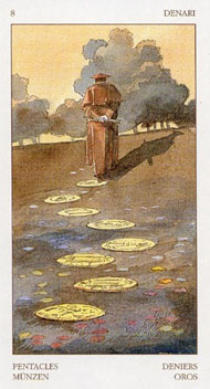 Eight of Pentacles in the deck Renaissance Tarot