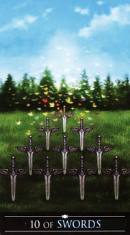 Ten of Swords in the deck Silver Witchcraft Tarot