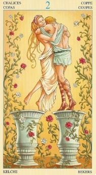 Two of Cups in the deck Universal Goddess Tarot