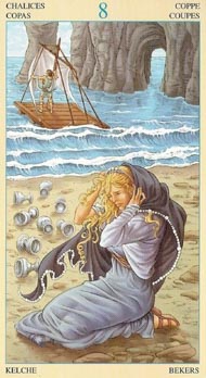 Eight of Cups in the deck Universal Goddess Tarot