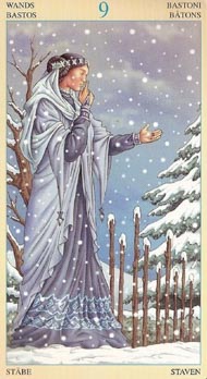 Nine of Wands in the deck Universal Goddess Tarot