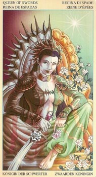 Queen of Swords in the deck Universal Goddess Tarot