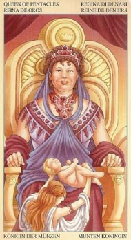 Queen of Pentacles in the deck Universal Goddess Tarot