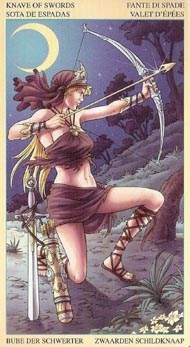 Page of Swords in the deck Universal Goddess Tarot