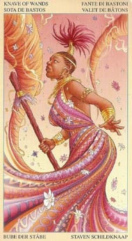 Page of Wands in the deck Universal Goddess Tarot