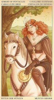 Knight of Pentacles in the deck Universal Goddess Tarot