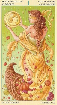 Ace of Pentacles in the deck Universal Goddess Tarot