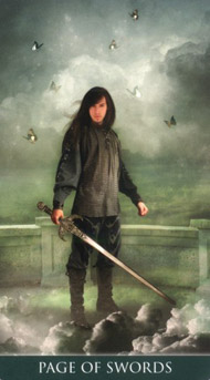 Page of Swords in the deck Thelema Tarot