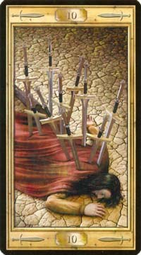 Ten of Swords in the deck The Pictorial Key Tarot