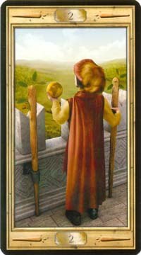 Two of Wands in the deck The Pictorial Key Tarot