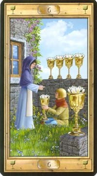 Six of Cups in the deck The Pictorial Key Tarot