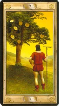 Seven of Pentacles in the deck The Pictorial Key Tarot