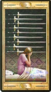 Nine of Swords in the deck The Pictorial Key Tarot