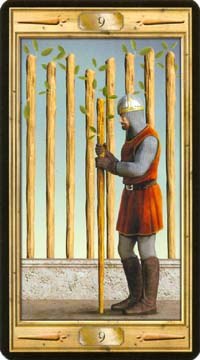 Nine of Wands in the deck The Pictorial Key Tarot