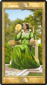 Queen of Pentacles in the deck The Pictorial Key Tarot