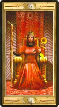 Queen of Wands in the deck The Pictorial Key Tarot