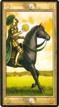 Knight of Pentacles in the deck The Pictorial Key Tarot