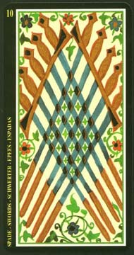 Ten of Swords in the deck Visconti-Sforza Tarot