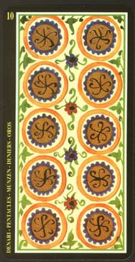 Ten of Pentacles in the deck Visconti-Sforza Tarot