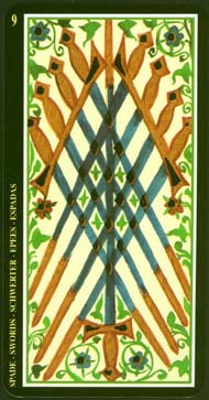 Nine of Swords in the deck Visconti-Sforza Tarot