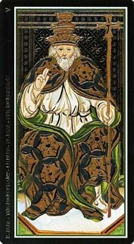 The Hierophant in the deck Visconti-Sforza Tarot