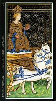 The Chariot in the deck Visconti-Sforza Tarot