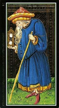 The Hermit in the deck Visconti-Sforza Tarot