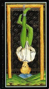 The Hanged Man in the deck Visconti-Sforza Tarot