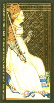 Queen of Swords in the deck Visconti-Sforza Tarot