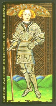 Page of Swords in the deck Visconti-Sforza Tarot