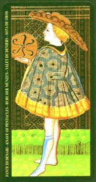 Page of Pentacles in the deck Visconti-Sforza Tarot