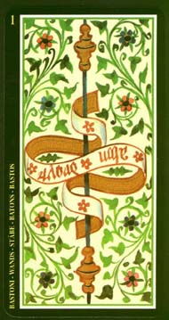 Ace of Wands in the deck Visconti-Sforza Tarot