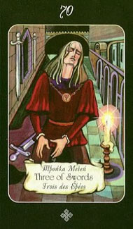 Three of Swords in the deck Era of Aquarius Tarot