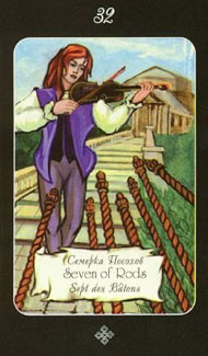 Seven of Wands in the deck Era of Aquarius Tarot