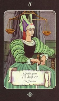 Justice  in the deck Era of Aquarius Tarot