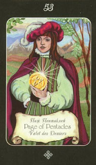 Page of Pentacles in the deck Era of Aquarius Tarot