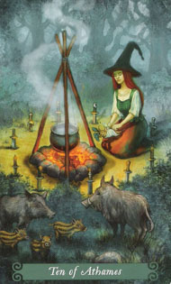 Ten of Swords in the deck Green Witch Tarot