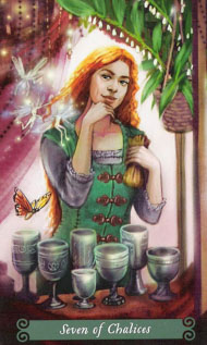 Seven of Cups in the deck Green Witch Tarot