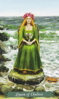 Queen of Cups in the deck Green Witch Tarot