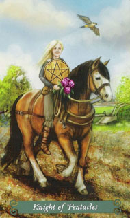 Knight of Pentacles in the deck Green Witch Tarot