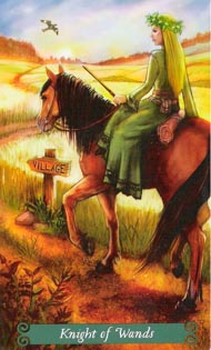 Knight of Wands in the deck Green Witch Tarot