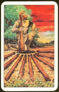 Ten of Wands in the deck Arcus Arcanum Tarot