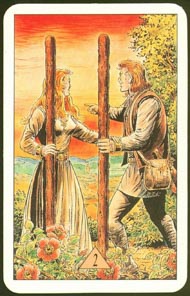 Two of Wands in the deck Arcus Arcanum Tarot